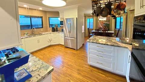 Large kitchen with seating