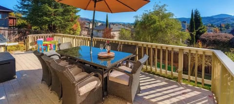 Relax on the sunny deck with gorgeous mountain views - perfect for morning coffee or sunset wine.