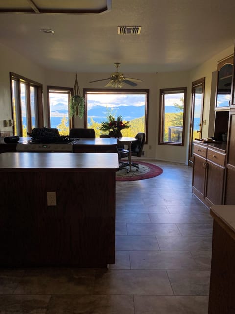 View from formal dining through kitchen and breakfast nook. 