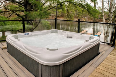 hot tub overlooking the lake