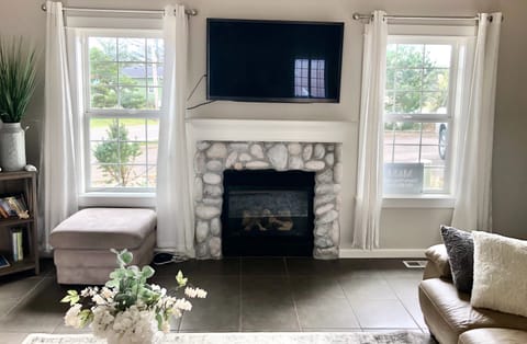 Recently repainted and remodeled living room!