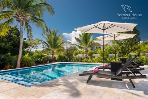 Relax by the 16' x 24' heated saltwater pool