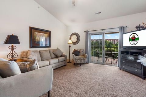 Living Area with Cable TV, Sleeper Sofa, New Furniture, Balcony Access