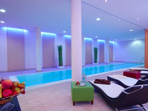 Indoor pool, open 7:00 AM to 9:30 PM, sun loungers