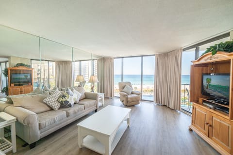 Island Paradise, Edgewater 502T1 in beautiful Panama City Beach, Florida.  Relax in the oversized living room overlooking the large lagoon pool and beautiful beaches of PCB.