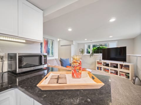 Standing in the kitchen looking into the family room.