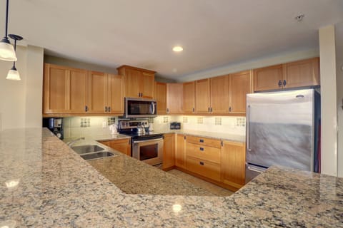 Modern kitchen with updated appliances.