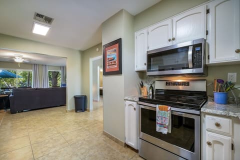 Kitchen open to living/dining area
