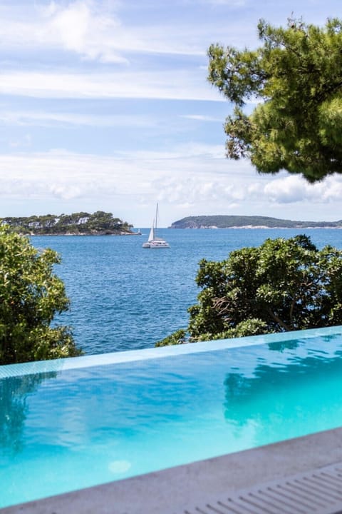 Private infinity pool overlooking the sea in the luxury beachfront villa Sea Diamant in Dubrovnik