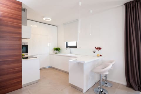 Interior of the modern kitchen on the ground floor of the Croatia luxury villa Trogir 2 for family vacation on Ciovo
