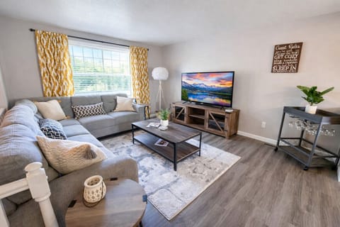 Upstairs Living Area with 50` Roku Streaming TV and Plenty of Natural Light