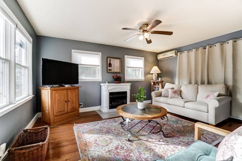 In the family room, you'll find a super comfy queen-size sleeper sofa. Extra linens can be found in the closet adjacent to the couch.