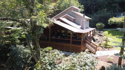 View of the home from above the Watauga River (before fence was installed)