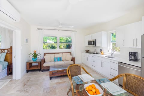 Expansive dining and living room area complemented by a fully equipped kitchen