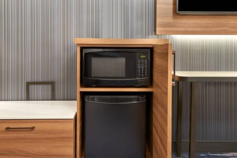 Desk, blackout drapes, soundproofing, iron/ironing board