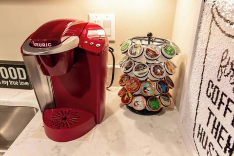 Keurig with variety of coffee and tea selections to enjoy