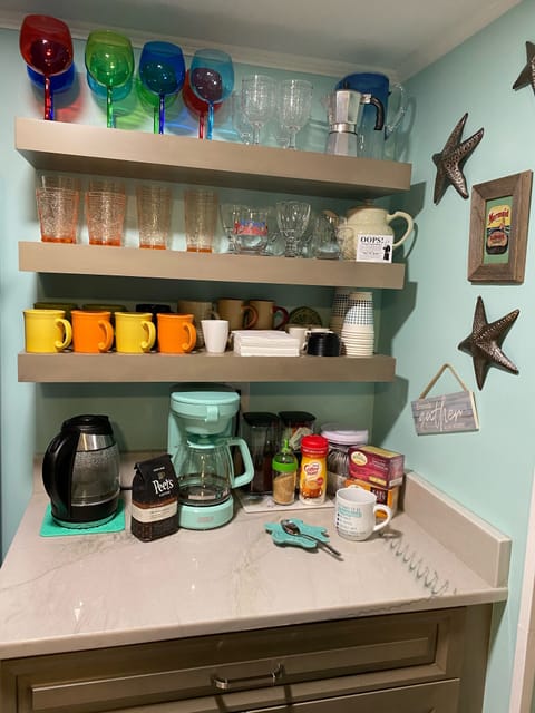 Coffee & Tea paradise 
Ground coffee, teas, & sweeteners Be our Guests!