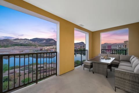 Full view of Lake Las Vegas and the Village.  From this balcony you can enjoy views of the lake activities and fireworks.