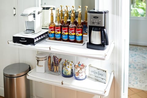 Who doesn`t like coffee? Enjoy our coffee bar! Keurig with K-cups, or drip coffee maker (with coffee of course), coffee syrups, creamers, sweeteners.
