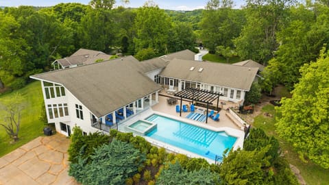 The back of the house overlooking the spacious deck