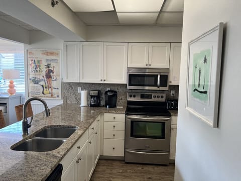 Kitchen is open to the living area.