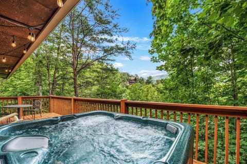 Relax in the hot tub and enjoy the mountain serenity.