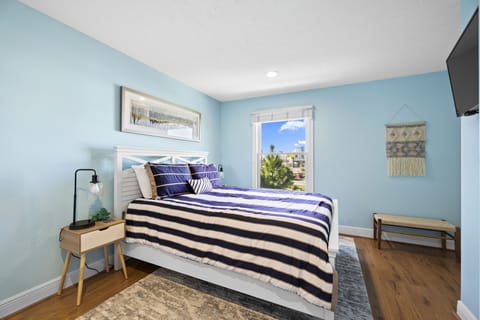 Master bedroom with views of the lagoon. 