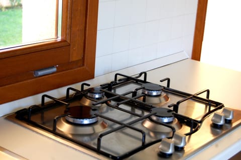 Full-size fridge, microwave, oven, stovetop