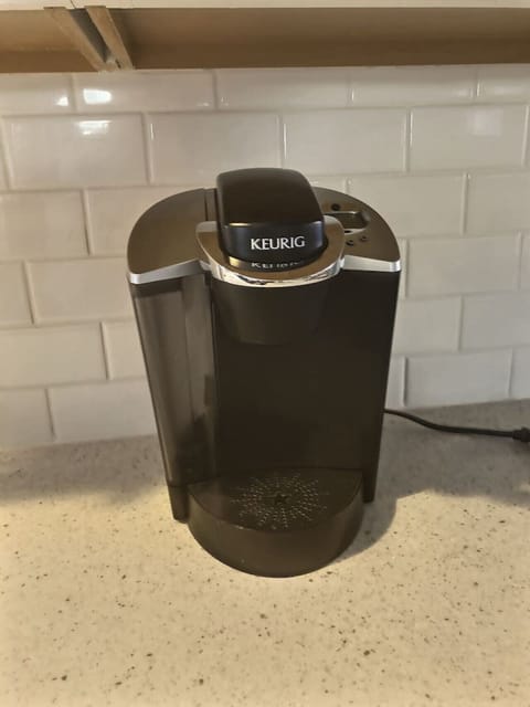 Keurig and a Mr. Coffee Pot on-site.  Starter pods and filters provided.