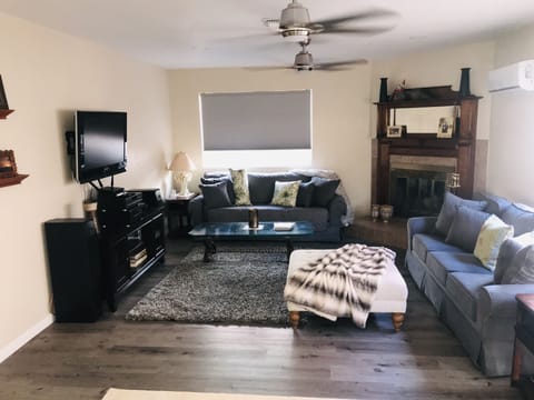 Living room w/wood burning fireplace 