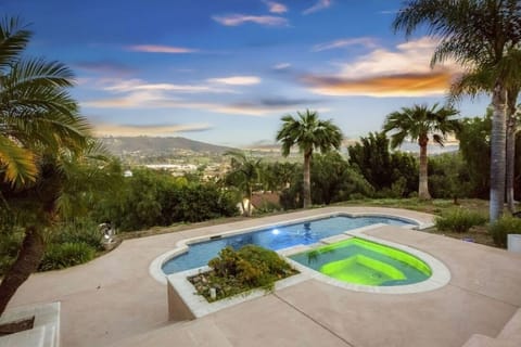 Private pool with lights.  Fencing and grass has been added since this photo