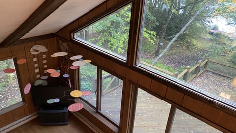 Large floor to ceiling windows in open area