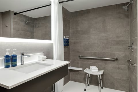 Room, 1 King Bed | Bathroom | Shower, designer toiletries, hair dryer, towels