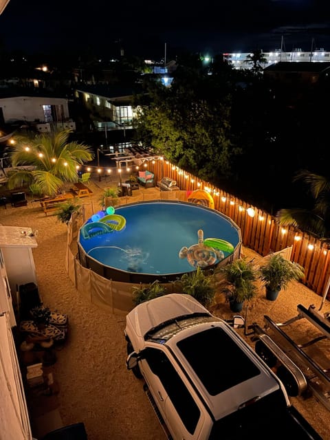 Night time pool view