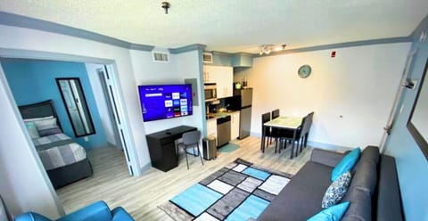 Cozy sofa bed and a new smart TV with all your favorite streaming apps!