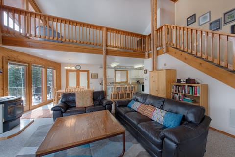 Comfy furnishings, great views and deck access.