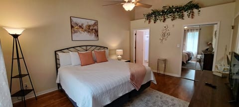 Master bedroom with king size bed. Recently updated with new furniture and decor.