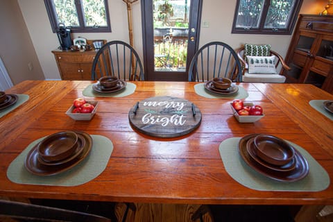 Full supply of plates, dishes and silverware.