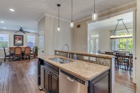 The view from the kitchen to the rest of the main level