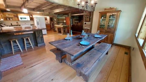 Reclaimed lumber dining table.