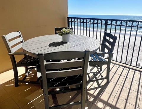 Your balcony view of the sugar white sand!  Have dinner out here!