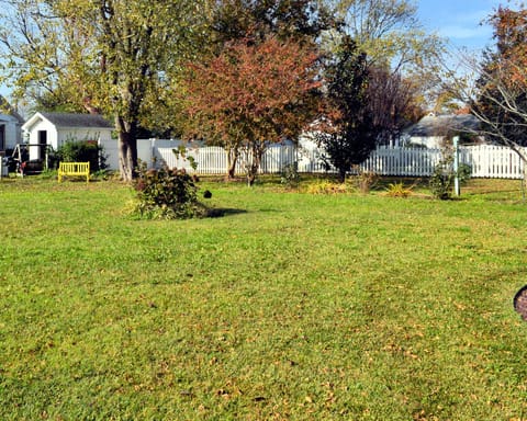 Nice back yard and enclosed outside shower.