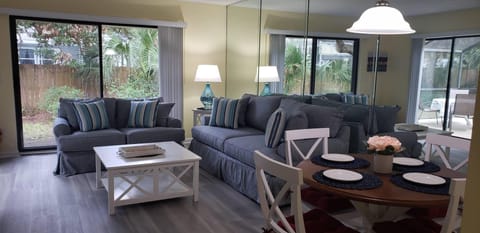 Living Room- Couch with queen size sleeper (gel foam mattress) and Love Seat