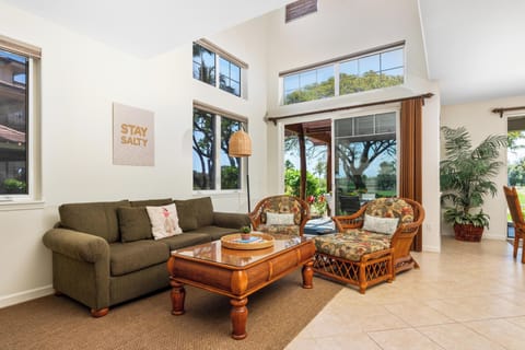 Living room with sliding doors to lanai