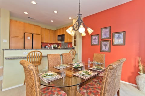 Dining area with glass top table