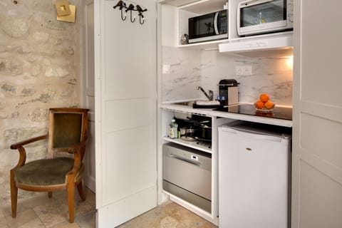 Mini-fridge, microwave, eco-friendly cleaning products