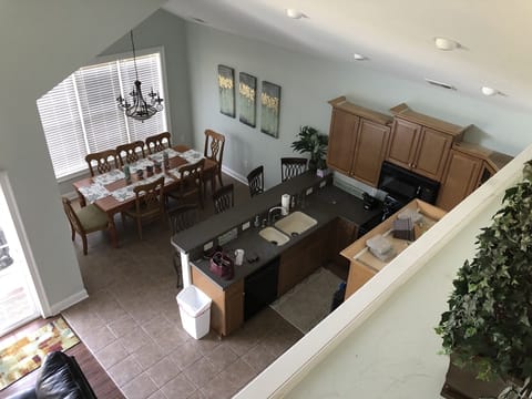 Overhead view of kitchen / eating area