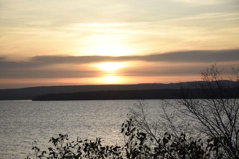 Sunrise view from the living room over Lake Superior!