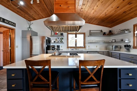 Quartz countertop Island with Wolf Commercial Oven.