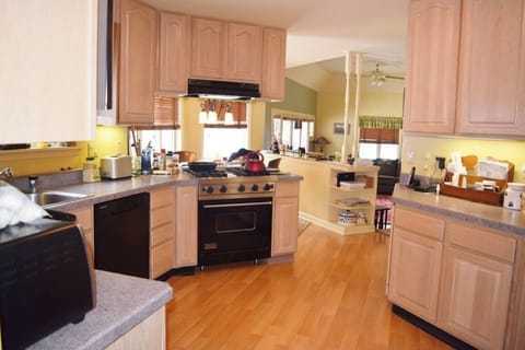 Kitchen, sink, dishwasher, stove 